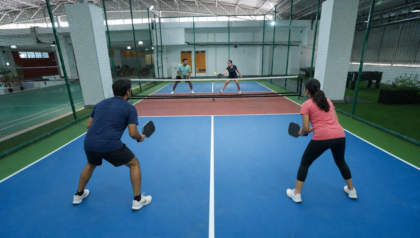 BHIVE members playing pickleball together