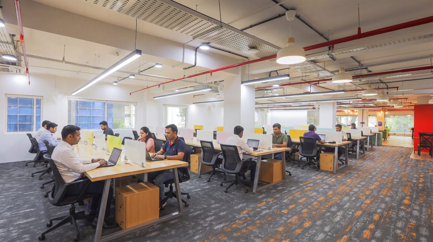 Open coworking desks inside a BHIVE centre