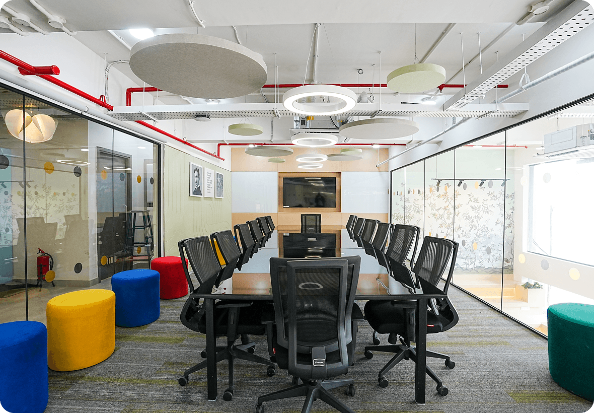 Meeting room for discussions, presentations, and client meetings at BHIVE Indiranagar